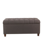 Banc de rangement capitonné, anthracite, couvercle à charnière, pieds en noyer, 1-2 places