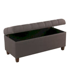 Banc de rangement capitonné, anthracite, couvercle à charnière, pieds en noyer, 1-2 places