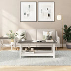Table basse X-Frame avec étagère, Acacia Gris/Gris Foncé/Noyer, Bois massif