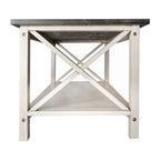 Table basse X-Frame avec étagère, Acacia Gris/Gris Foncé/Noyer, Bois massif