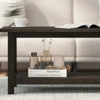 Table basse X-Frame avec étagère, Acacia Gris/Gris Foncé/Noyer, Bois massif