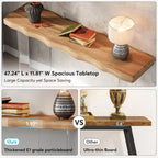 Console Table Basse, Texture Ondulée, Pieds en Acrylique, 120 cm (L) x 81 cm (H), Noyer Clair/Marron Foncé