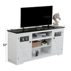 Meuble TV de ferme noir/blanc, convient aux téléviseurs de 75 pouces, 167,6 cm (L) x 40,6 cm (P) x 66 cm (H), 9 compartiments, portes vitrées