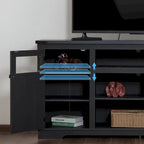 Meuble TV de ferme noir/blanc, convient aux téléviseurs de 75 pouces, 167,6 cm (L) x 40,6 cm (P) x 66 cm (H), 9 compartiments, portes vitrées