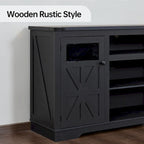 Meuble TV de ferme noir/blanc, convient aux téléviseurs de 75 pouces, 167,6 cm (L) x 40,6 cm (P) x 66 cm (H), 9 compartiments, portes vitrées