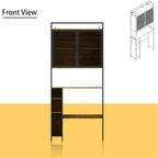 Meuble de rangement WC, Marron foncé, MDF et treillis métallique, Étagère réglable, Porte-papier toilette