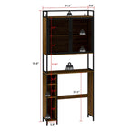 Meuble de rangement WC, Marron foncé, MDF et treillis métallique, Étagère réglable, Porte-papier toilette