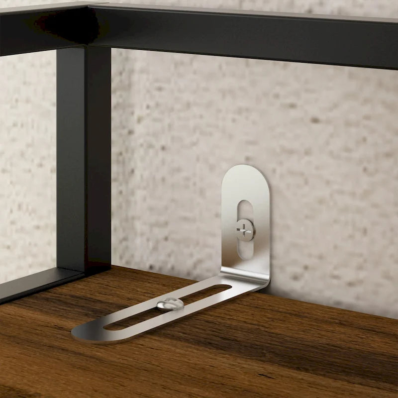 Meuble de rangement WC, Marron foncé, MDF et treillis métallique, Étagère réglable, Porte-papier toilette