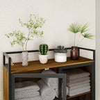 Meuble de rangement WC, Marron foncé, MDF et treillis métallique, Étagère réglable, Porte-papier toilette