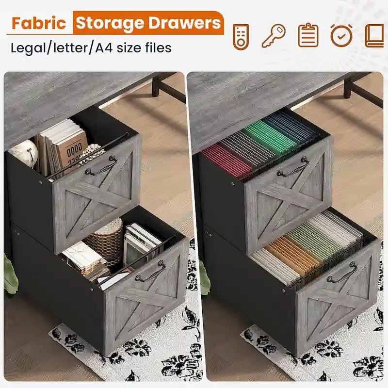 Bureau d'angle en L avec tiroirs, étagères de rangement, pour le gaming ou l'ordinateur