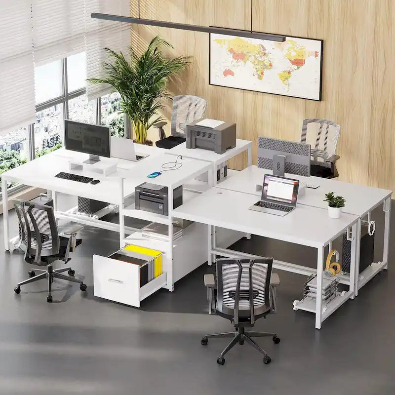 Bureau de jeu pour 2 personnes 240 cm, marron, LED RGB, support de clavier, support de moniteur, multiprise USB
