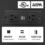 Bureau de jeu pour 2 personnes 240 cm, marron, LED RGB, support de clavier, support de moniteur, multiprise USB