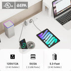 Bureau de jeu pour 2 personnes 240 cm, marron, LED RGB, support de clavier, support de moniteur, multiprise USB