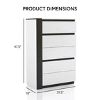 Ensemble de chambre à coucher 6 pièces avec plateforme, Blanc et Gris, Moderne, 4 ports USB, 15 tiroirs, Queen/King/Cal King