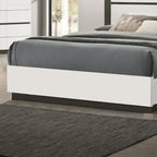 Ensemble de chambre à coucher 6 pièces avec plateforme, Blanc et Gris, Moderne, 4 ports USB, 15 tiroirs, Queen/King/Cal King