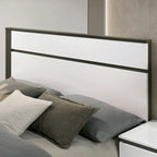 Ensemble de chambre à coucher 6 pièces avec plateforme, Blanc et Gris, Moderne, 4 ports USB, 15 tiroirs, Queen/King/Cal King