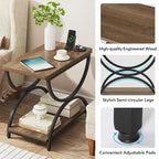 Tables d'appoint de bout à 2 niveaux en bois et métal pour salon (lot de 2) - 2 PIÈCES