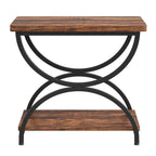 Tables d'appoint de bout à 2 niveaux en bois et métal pour salon (lot de 2) - 2 PIÈCES