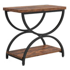 Tables d'appoint de bout à 2 niveaux en bois et métal pour salon (lot de 2) - 2 PIÈCES
