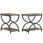 Tables d'appoint de bout à 2 niveaux en bois et métal pour salon (lot de 2) - 2 PIÈCES