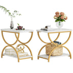 Tables d'appoint de bout à 2 niveaux en bois et métal pour salon (lot de 2) - 2 PIÈCES