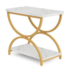 Tables d'appoint de bout à 2 niveaux en bois et métal pour salon (lot de 2) - 2 PIÈCES