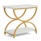 Tables d'appoint de bout à 2 niveaux en bois et métal pour salon (lot de 2) - 2 PIÈCES