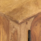 Meuble TV en bois massif, marron, 2 portes 1 tiroir, milieu du siècle