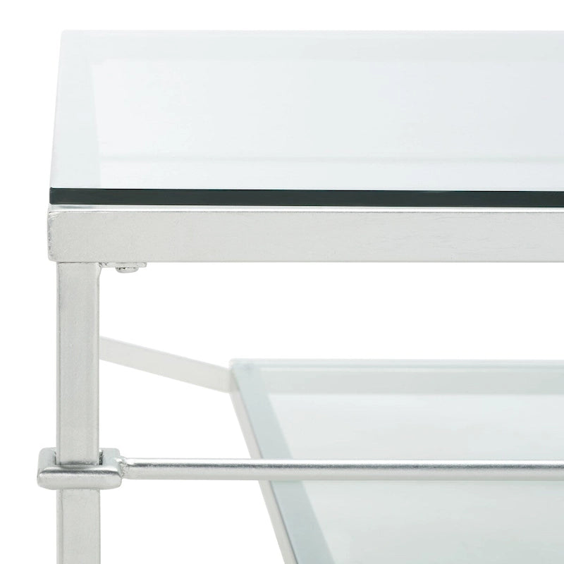 Table basse Feuille avec étagère en verre, 43"L x 43"P x 20"H, style sculpture moderne