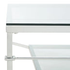 Table basse Feuille avec étagère en verre, 43"L x 43"P x 20"H, style sculpture moderne
