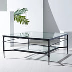 Table basse Feuille avec étagère en verre, 43"L x 43"P x 20"H, style sculpture moderne