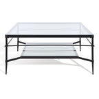 Table basse Feuille avec étagère en verre, 43"L x 43"P x 20"H, style sculpture moderne