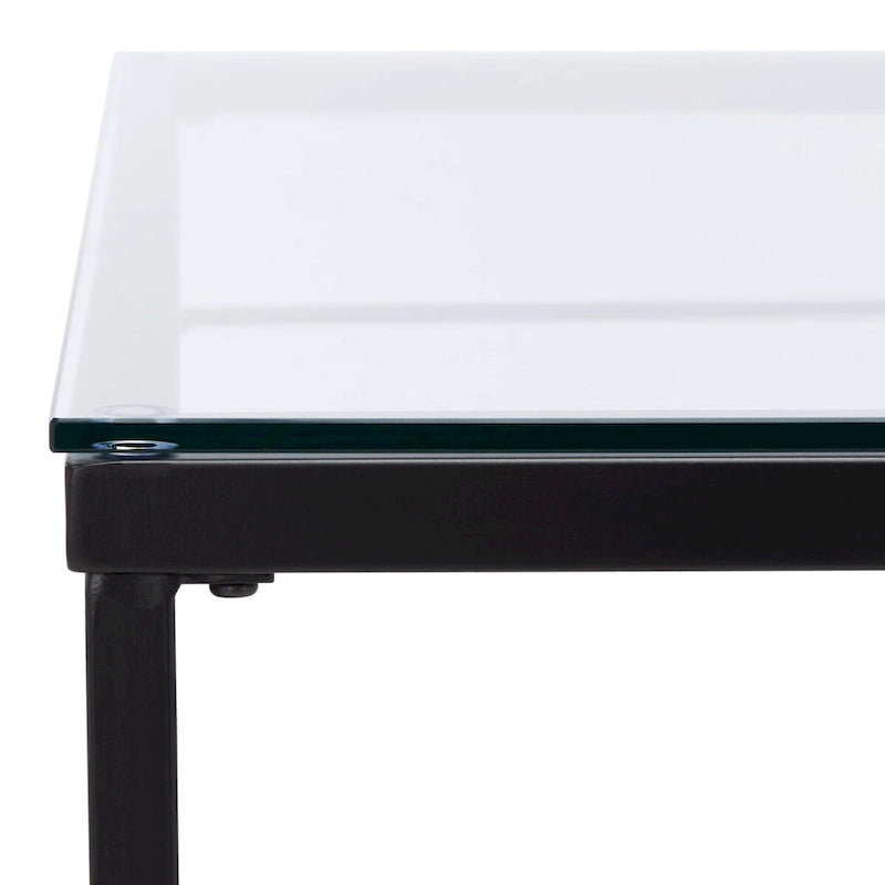 Table basse Feuille avec étagère en verre, 43"L x 43"P x 20"H, style sculpture moderne