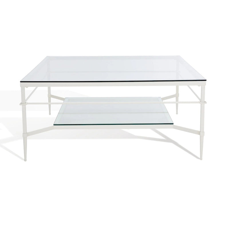 Table basse Feuille avec étagère en verre, 43"L x 43"P x 20"H, style sculpture moderne