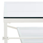 Table basse Feuille avec étagère en verre, 43"L x 43"P x 20"H, style sculpture moderne