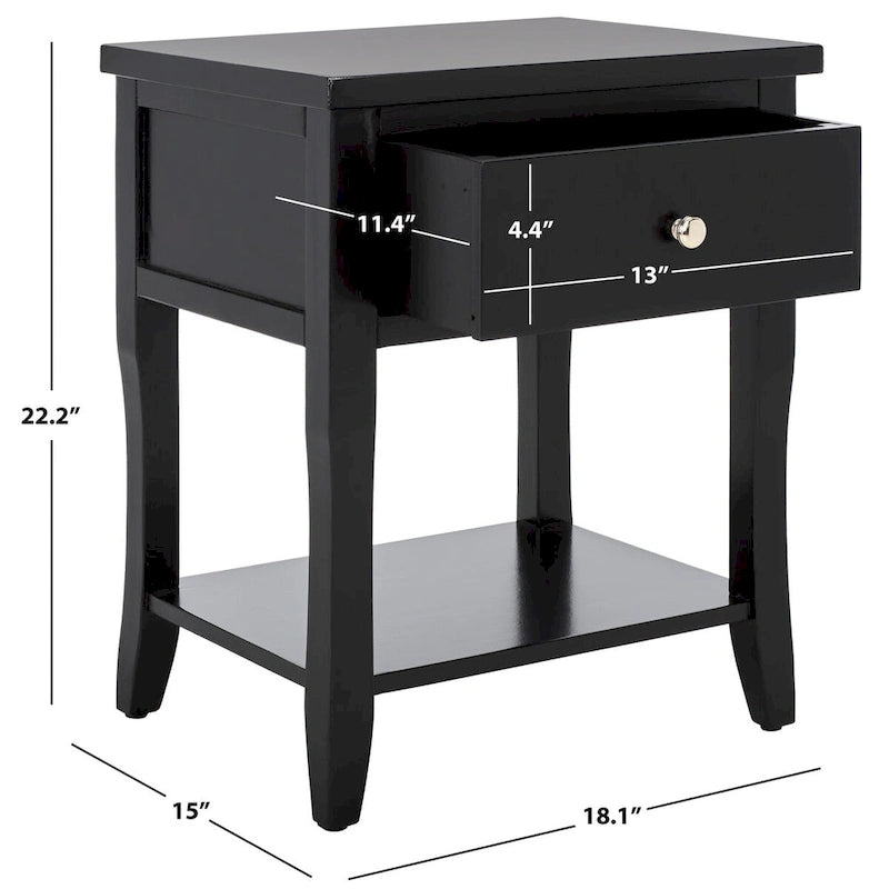 Table de chevet avec tiroir de rangement, bois d'orme, entièrement assemblée, 45,7 cm (l) x 38,1 cm (P) x 56,4 cm (H), 3 couleurs