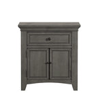 Table de chevet avec station de recharge, 1 tiroir et placard, bois d'hévéa, 71 cm L x 76 cm H, 6 couleurs