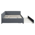 Lit de repos tapissé pleine grandeur avec lit gigogne double, tissu en lin, 78,9"L x 57,9"l, sans sommier