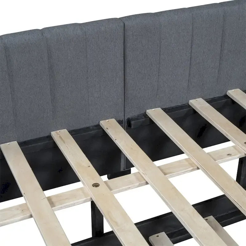 Lit de repos tapissé pleine grandeur avec lit gigogne double, tissu en lin, 78,9"L x 57,9"l, sans sommier