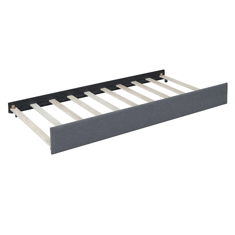 Lit de repos tapissé pleine grandeur avec lit gigogne double, tissu en lin, 78,9"L x 57,9"l, sans sommier