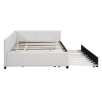 Lit de repos tapissé pleine grandeur avec lit gigogne double, tissu en lin, 78,9"L x 57,9"l, sans sommier