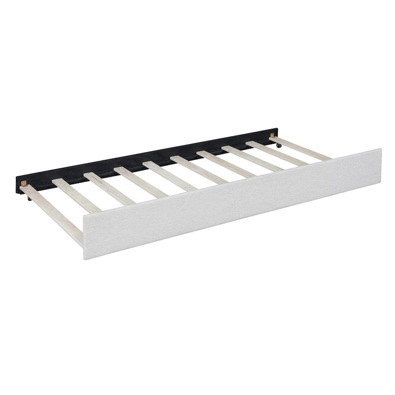 Lit de repos tapissé pleine grandeur avec lit gigogne double, tissu en lin, 78,9"L x 57,9"l, sans sommier