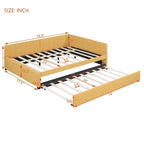 Lit de repos tapissé pleine grandeur avec lit gigogne double, tissu en lin, 78,9"L x 57,9"l, sans sommier