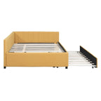 Lit de repos tapissé pleine grandeur avec lit gigogne double, tissu en lin, 78,9"L x 57,9"l, sans sommier
