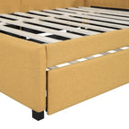 Lit de repos tapissé pleine grandeur avec lit gigogne double, tissu en lin, 78,9"L x 57,9"l, sans sommier