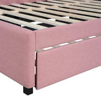 Lit de repos tapissé pleine grandeur avec lit gigogne double, tissu en lin, 78,9"L x 57,9"l, sans sommier