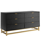 Commode à 6 tiroirs avec pieds en métal et façades à motifs, 120 cm (L) x 40 cm (l) x 64 cm (H), style moderne
