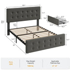 Cadre de lit avec 4 tiroirs de rangement et tête de lit