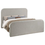 Lit King Size Jene, tête de lit capitonnée, coins arrondis, gris