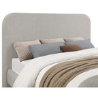 Lit King Size Jene, tête de lit capitonnée, coins arrondis, gris
